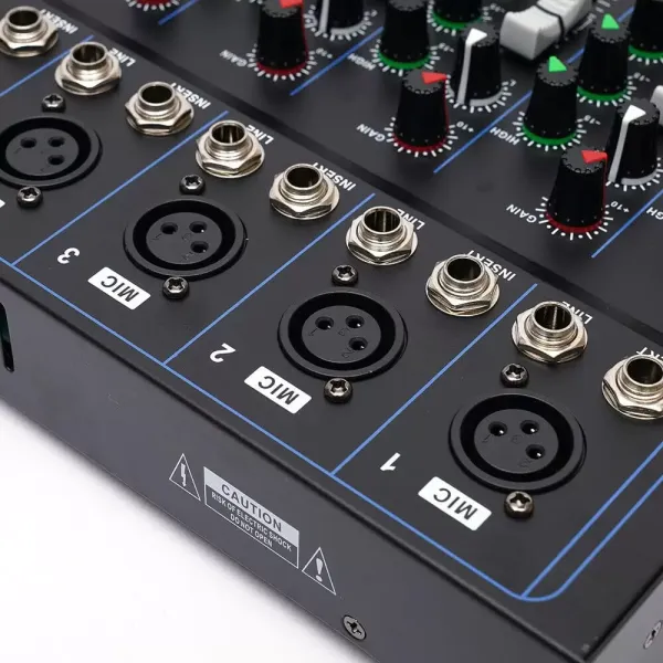 Mezclador de audio con 7 canales, Bluetooth, USB, 48 V, alimentación fantasma, para guitarristas, cantantes o productores, grabadora