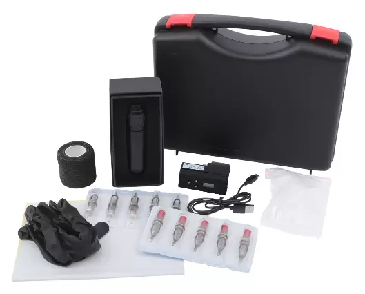Kit de máquina de tatuaje rotatorio, profesional, con 20 agujas de tatuaje, inalámbrico, suministro de energía para tatuajes