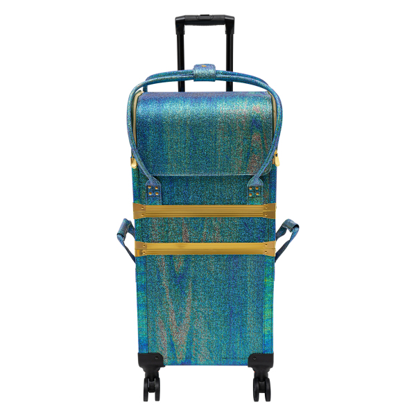 Maletín de maquillaje rodante, Trolley maletín de maquillaje profesional, Movimiento flexible, 36.5*24*74cm, Verde
