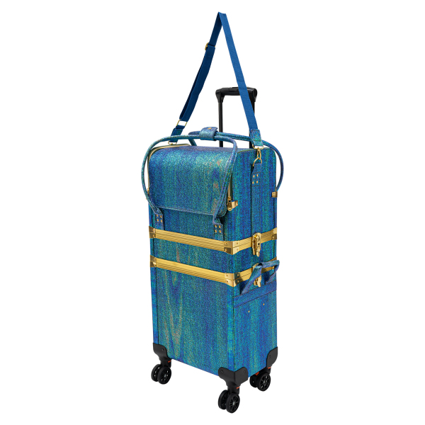 Maletín de maquillaje rodante, Trolley maletín de maquillaje profesional, Movimiento flexible, 36.5*24*74cm, Verde