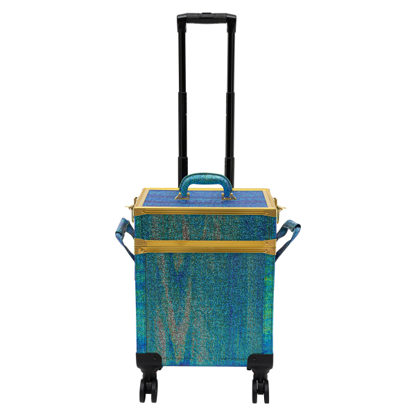 Maletín de maquillaje rodante, Trolley maletín de maquillaje profesional, Movimiento flexible, 36.5*24*74cm, Verde
