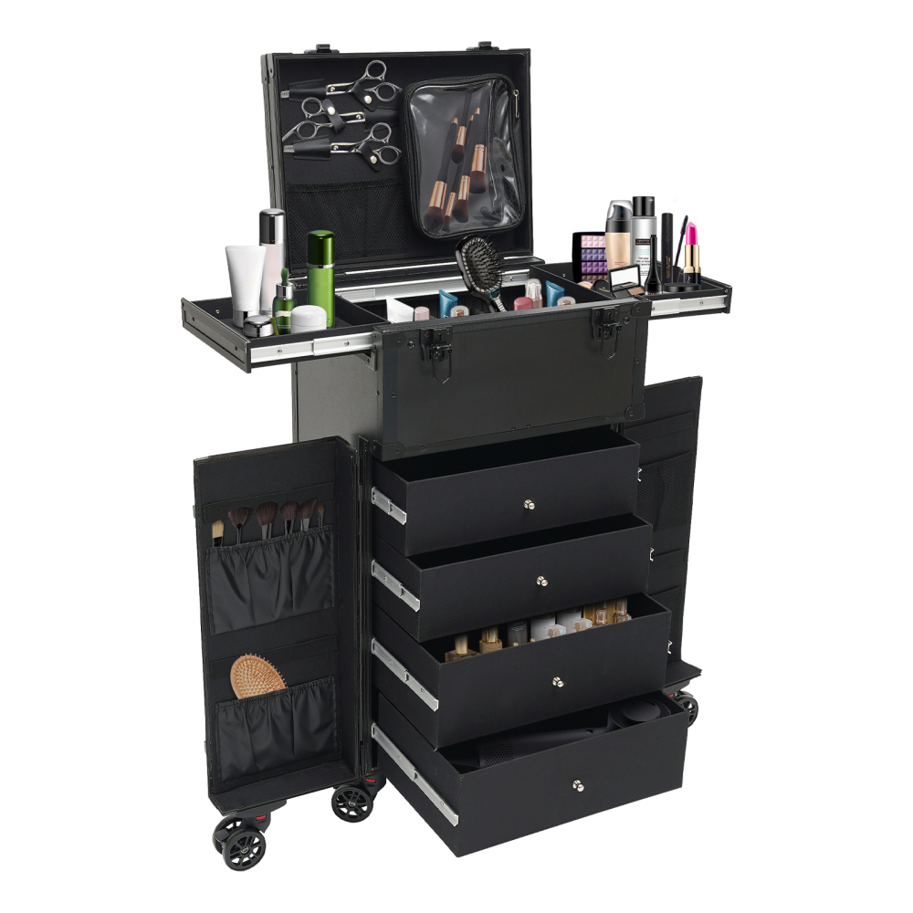 Estuche de maquillaje con ruedas, estuche de viaje organizador de maquillaje,  estuche de maquillaje profesional para, image size:1000x1000