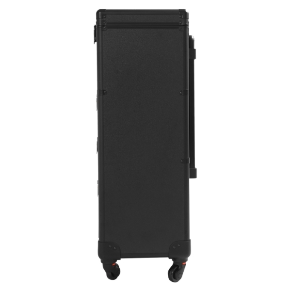 Caja de almacenamiento con cajón para maquillaje, estuche con ruedas para maquillaje - negro brillante