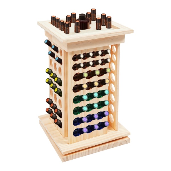 Expositor de botellas de aceites esenciales, organizador giratorio de almacenamiento de botellas de aceites esenciales, 125 orificios