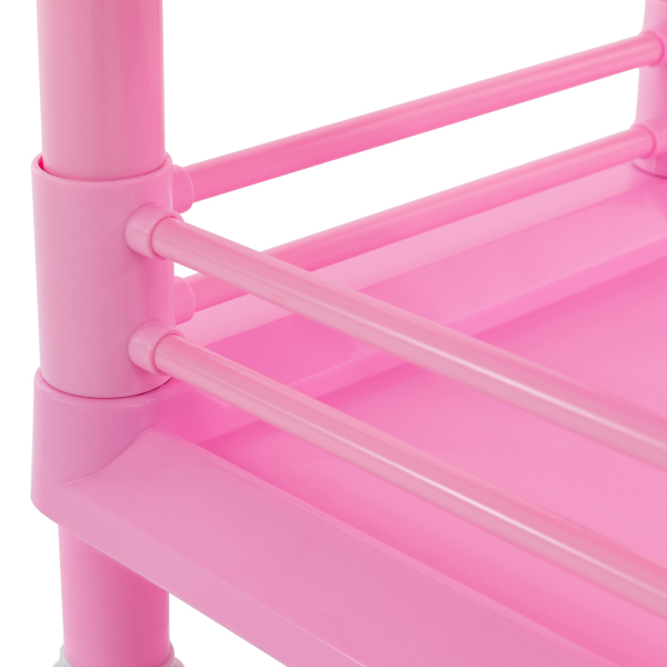 Carro de belleza de 3 niveles, carro de belleza, carro de salón con cajón y cubo de basura, Rosa