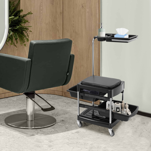 Carro con bandeja para herramientas para el cabello, carro con bandeja rodante, carro de almacenamiento móvil