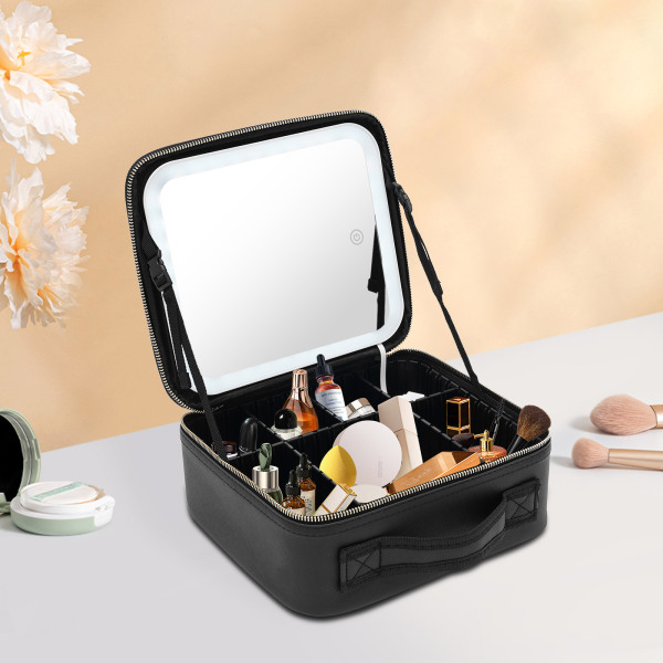 Neceser con espejo iluminado grande, neceser desmontable, neceser profesional con espejo cosmético Neceser con espejo iluminado grande, neceser desmontable, neceser profesional con espejo cosmético