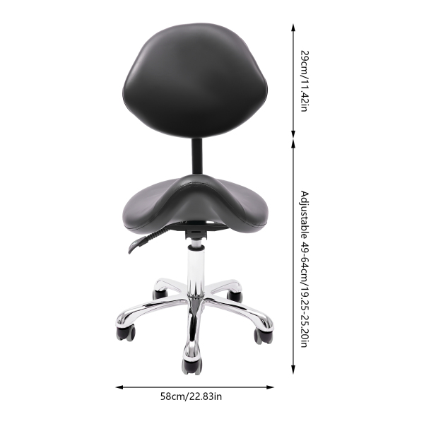 Taburete de silla de montar, Taburete de silla de montar, Taburete de silla de montar ajustable, Negro