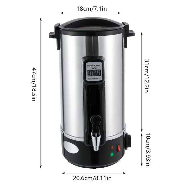 10.8L horno de fusión de cera, máquina de cera terapéutica de belleza, para la fabricación de velas, con boquilla calentada