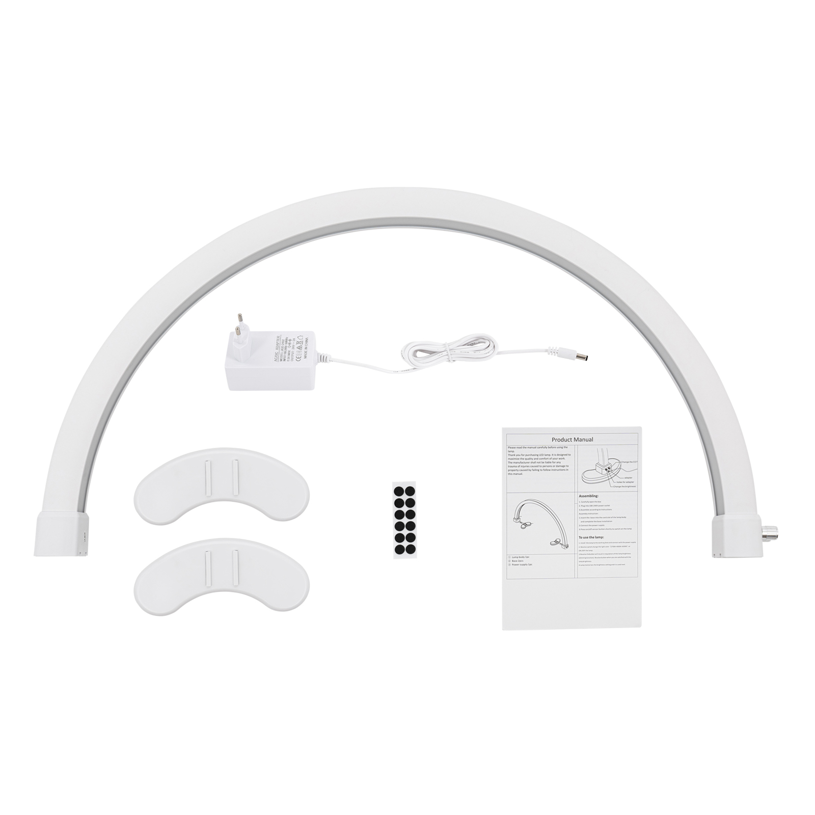 Luz LED de media luna, con brillo ajustable 2700K‑5600K, de escritorio de media luna para uñas, blanco Luz LED de media luna, con brillo ajustable 2700K‑5600K, de escritorio de media luna para uñas, blanco