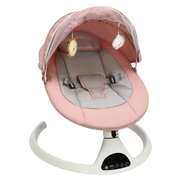 Balancín eléctrico para bebé con Bluetooth, mecedora con mando a distancia para bebés de 0 a 12 meses (rosa)