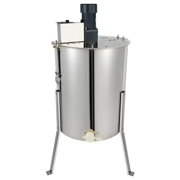 Centrifugadora eléctrica de miel, 120 W, 4 marcos, centrifugadora de miel separada de acero inoxidable, giratorio con salida y cubierta de plexiglás