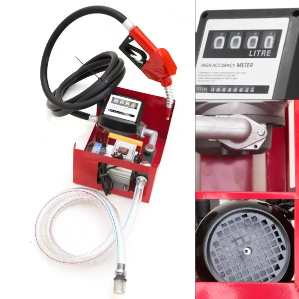 Bomba de aceite para calefacción DP60L, autocebante pistola con articulación giratoria de 4 m, contador digital, cómodo reabastecimiento con 60 l/min