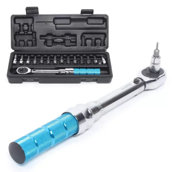 CNCEST Llave dinamométrica para bicicleta, 15 piezas, con 2-14 Nm, carraca de 1-4 velocidades, tipo preestablecido, llave Torque