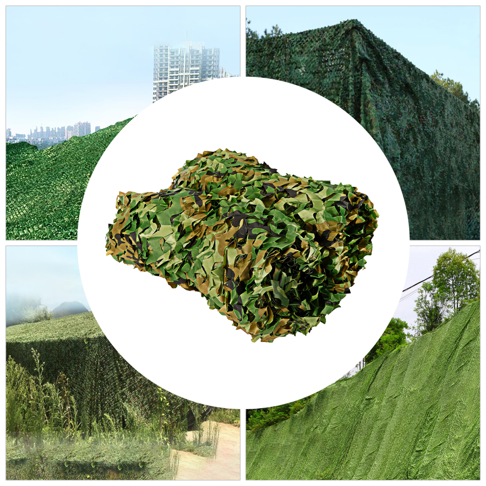 6 x 4 m Red de camuflaje para decoración, protección solar, Ocultar Cubierta Campamento -40~+50℃, Caza al Aire Libre Equipo ejército, color verde