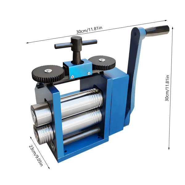 3 pulgadas Máquina prensadora de joyas de oro y plata manual azul (puede presionar líneas cuadradas semicirculares)