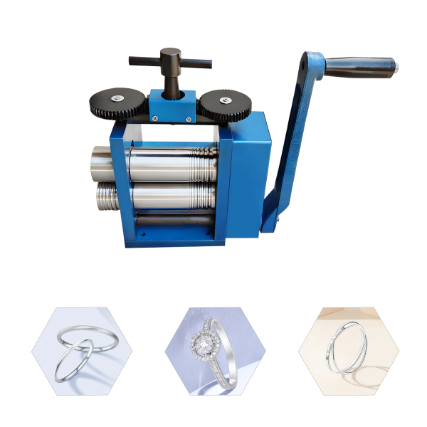 3 pulgadas Máquina prensadora de joyas de oro y plata manual azul (puede presionar líneas cuadradas semicirculares)