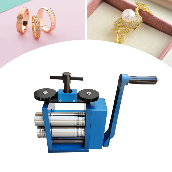 3 pulgadas Máquina prensadora de joyas de oro y plata manual azul (puede presionar líneas cuadradas semicirculares)