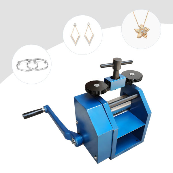 3 pulgadas Máquina prensadora de joyas de oro y plata manual azul (puede presionar líneas cuadradas semicirculares)