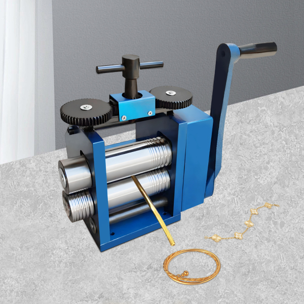 3 pulgadas Máquina prensadora de joyas de oro y plata manual azul (puede presionar líneas cuadradas semicirculares)