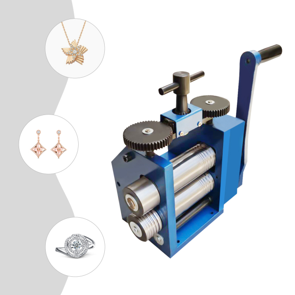 3 pulgadas Máquina prensadora de joyas de oro y plata manual azul (puede presionar líneas cuadradas semicirculares)