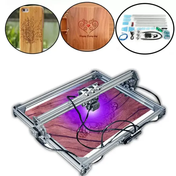 CNCEST Máquina de grabado láser de escritorio de 12 V, cortadora láser para piel, madera, plástico, 65 x 50 cm