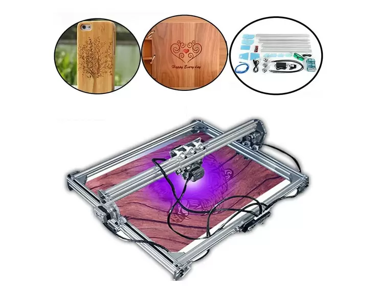 CNCEST Máquina de grabado láser de escritorio de 12 V, cortadora láser para piel, madera, plástico, 65 x 50 cm