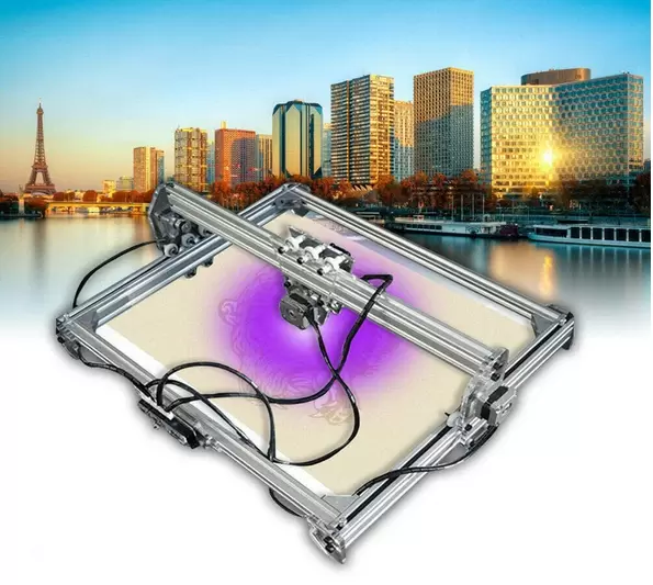 CNCEST Máquina de grabado láser de escritorio de 12 V, cortadora láser para piel, madera, plástico, 65 x 50 cm