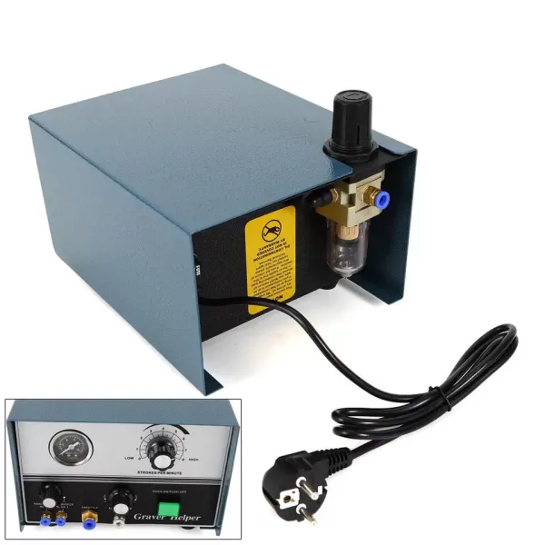 Máquina de grabado neumática, de doble cabezal con control de pedal para tallar madera, metales, piedras preciosas y joyas