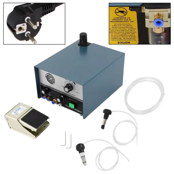 Máquina de grabado neumática, de doble cabezal con control de pedal para tallar madera, metales, piedras preciosas y joyas