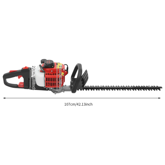 Cortasetos de gasolina de 2 tiempos, 0.90HP 0.65KW 22,5 cc，hoja de doble cara, cortasetos, herramientas de jardín, longitud de fresado de 56 cm