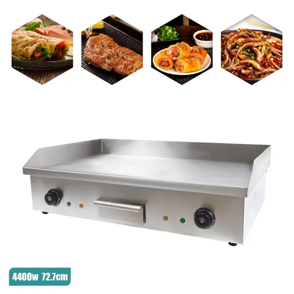 Placa de parrilla eléctrica de 220 V, 4400 W, 50-300 ℃, profesional, con bandeja antisalpicaduras, para el hogar y el exterior
