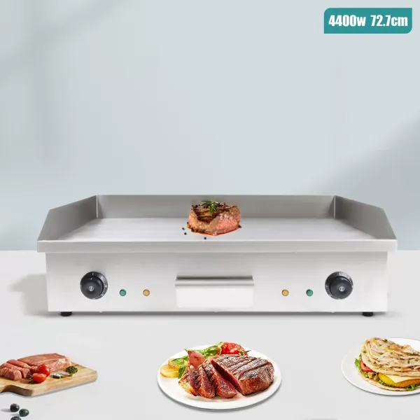Placa de parrilla eléctrica de 220 V, 4400 W, 50-300 ℃, profesional, con bandeja antisalpicaduras, para el hogar y el exterior