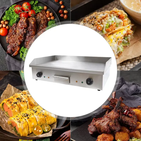 Placa de parrilla eléctrica de 220 V, 4400 W, 50-300 ℃, profesional, con bandeja antisalpicaduras, para el hogar y el exterior