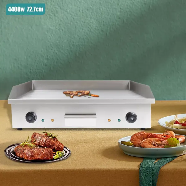 Placa de parrilla eléctrica de 220 V, 4400 W, 50-300 ℃, profesional, con bandeja antisalpicaduras, para el hogar y el exterior