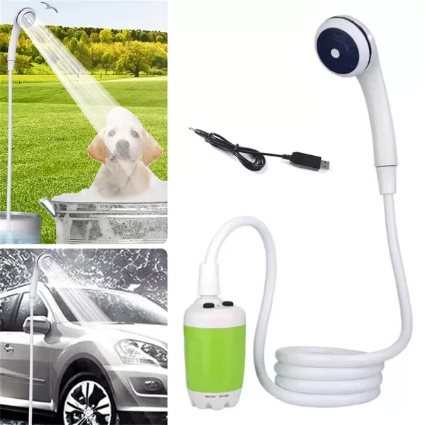 Ducha de camping portátil para exteriores, duchas bomba de agua móvil, USB recargable al aire libre, lavado para camping perro coche 4-5L/min