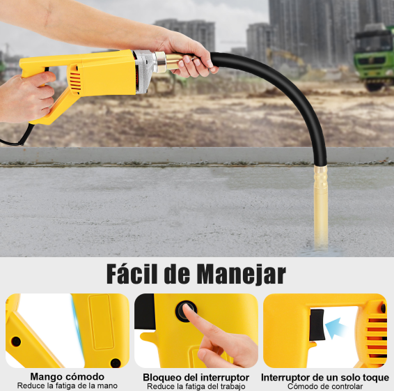 Vibrador de hormigón profesional, 850 W, 35 mm, varilla de 100 cm de longitud