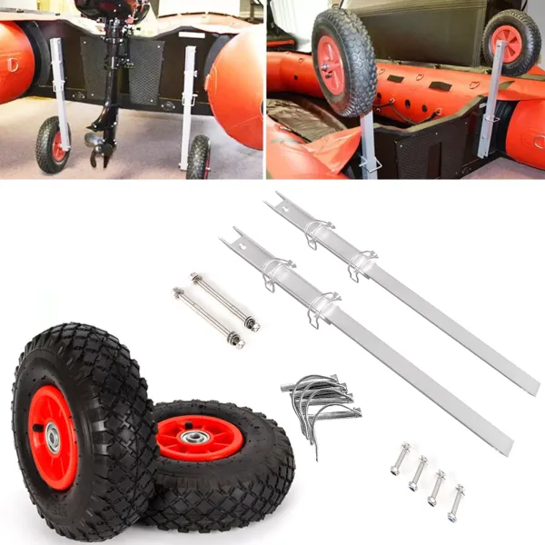CNCEST Ruedas deslizantes, de acero inoxidable, ruedas traseras, plegables, para botes inflables, hasta 16 x 4 pulgadas