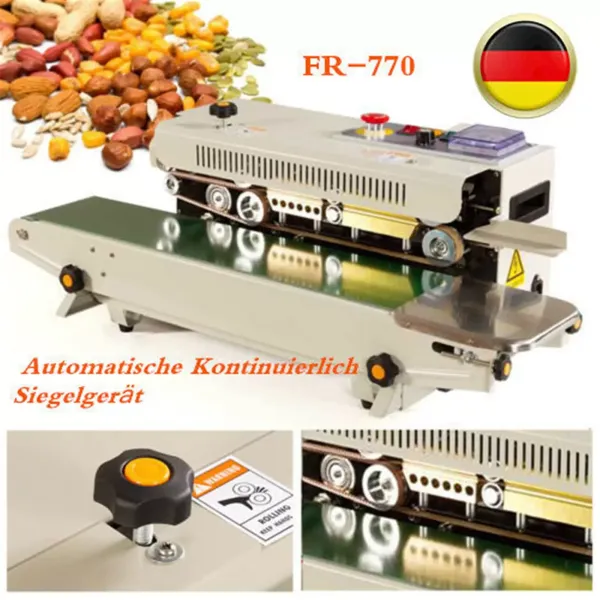 FR-770 - Sellador de bolsas horizontal continua,(0-300 °C, sellado ajustable, 10 mm, 0-18 m/min) FR-770 - Sellador de bolsas horizontal continua,(0-300 °C, sellado ajustable, 10 mm, 0-18 m/min)