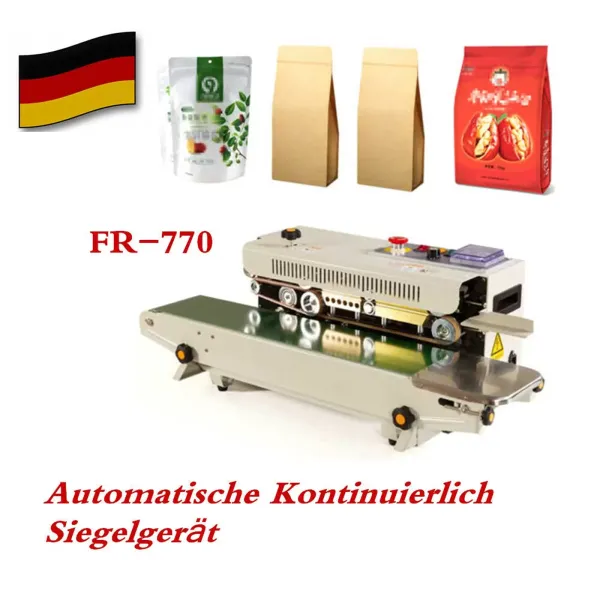 FR-770 - Sellador de bolsas horizontal continua,(0-300 °C, sellado ajustable, 10 mm, 0-18 m/min)