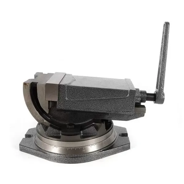 Tornillo de banco de 125 mm (acabado pesado de hierro fundido, 2400 kg de fuerza de sujeción, base giratoria 360°, función de inclinación de 90°)