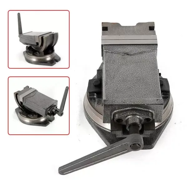 Tornillo de banco de 125 mm (acabado pesado de hierro fundido, 2400 kg de fuerza de sujeción, base giratoria 360°, función de inclinación de 90°) Tornillo de banco de 125 mm (acabado pesado de hierro fundido, 2400 kg de fuerza de sujeción, base giratoria 360°, función de inclinación de 90°)