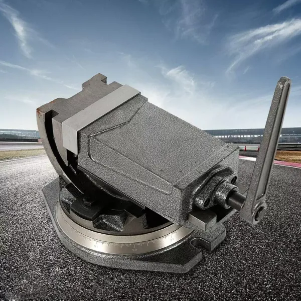 Tornillo de banco de 125 mm (acabado pesado de hierro fundido, 2400 kg de fuerza de sujeción, base giratoria 360°, función de inclinación de 90°) Tornillo de banco de 125 mm (acabado pesado de hierro fundido, 2400 kg de fuerza de sujeción, base giratoria 360°, función de inclinación de 90°)