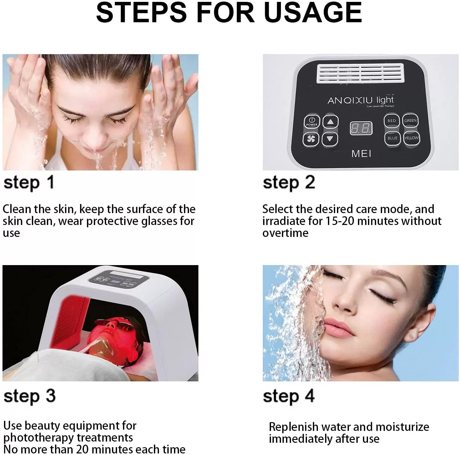 Máquina de belleza facial con luz LED PDT, para terapia de fotón, terapia de luz, cuidado de la piel