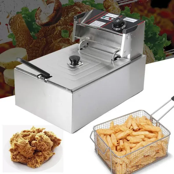 CNCEST Freidora eléctrica de acero inoxidable,6l, 2,5 kW, zonas frías, termostáticos Deep Fry Freidora 60-200 ℃ CNCEST Freidora eléctrica de acero inoxidable,6l, 2,5 kW, zonas frías, termostáticos Deep Fry Freidora 60-200 ℃