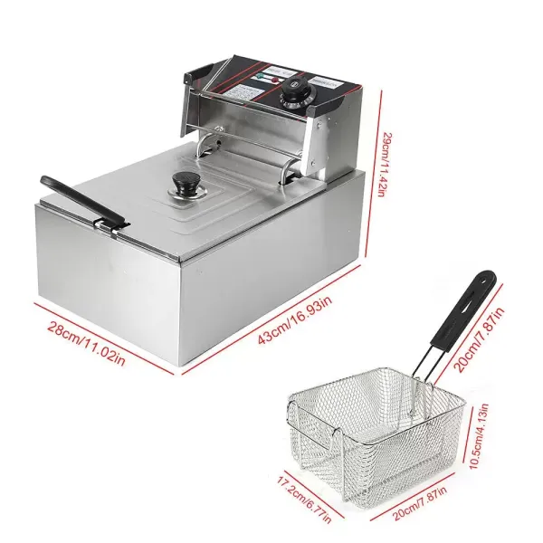 CNCEST Freidora eléctrica de acero inoxidable,6l, 2,5 kW, zonas frías, termostáticos Deep Fry Freidora 60-200 ℃ CNCEST Freidora eléctrica de acero inoxidable,6l, 2,5 kW, zonas frías, termostáticos Deep Fry Freidora 60-200 ℃