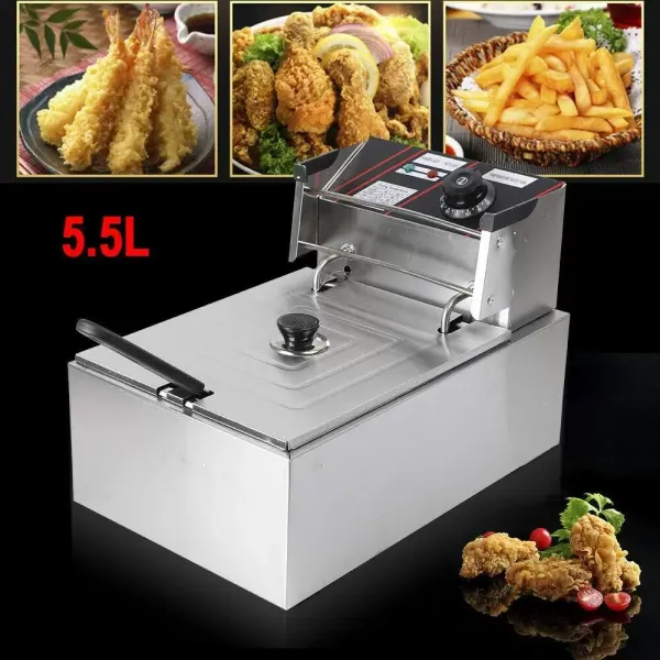 CNCEST Freidora eléctrica de acero inoxidable,6l, 2,5 kW, zonas frías, termostáticos Deep Fry Freidora 60-200 ℃ CNCEST Freidora eléctrica de acero inoxidable,6l, 2,5 kW, zonas frías, termostáticos Deep Fry Freidora 60-200 ℃