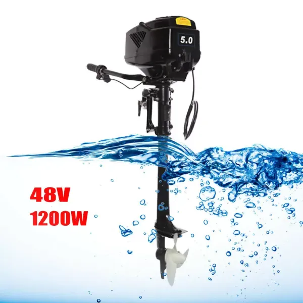 Motor fueraborda eléctrico de 1200 W, 48 V, motor fueraborda para barco de pesca, hélice vástago corto 42 cm, velocidad 18 km/H
