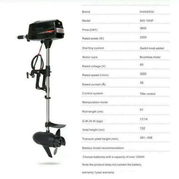Motor fueraborda eléctrico (60 V)