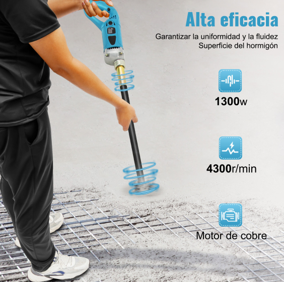 1300W Vibrador de Hormigón, Vibrador de Hormigón Mano